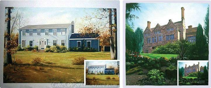 oil painting of houses from photos