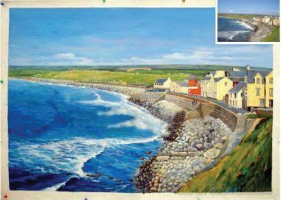 seashore image made into hand painted art on canvas